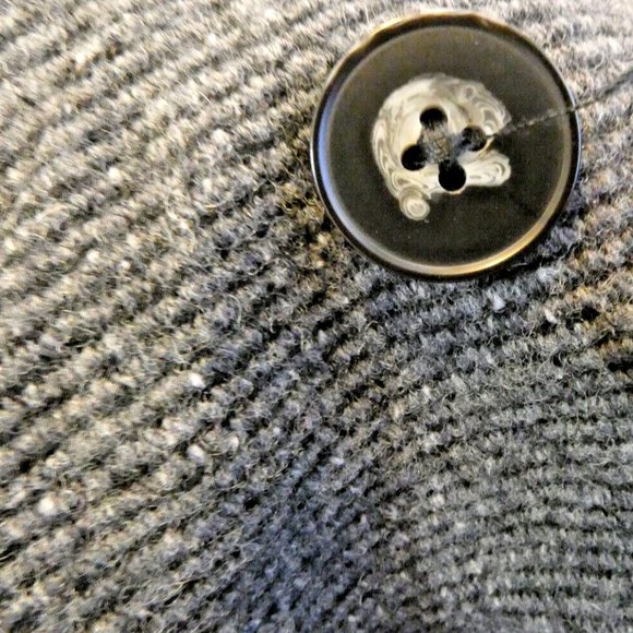 Linen Wool Jacket Black Tweed Equestrian Blazer British Office Work UK 12 = US 8 - Picture 9 of 11